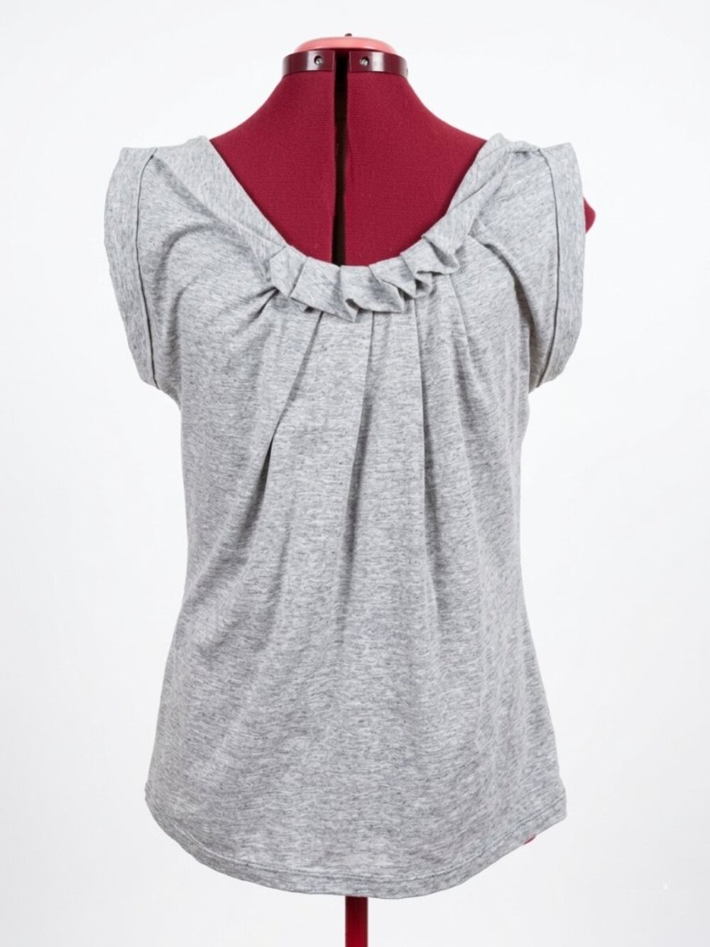 Alfred Sung PURE | Heather Grey Ruffle Back Knit Top - Size Large